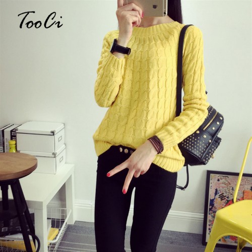 Fashion Casual 9 Colours Women Sweater Pullovers Long Sleeve O neck Twist Knitted Sweater